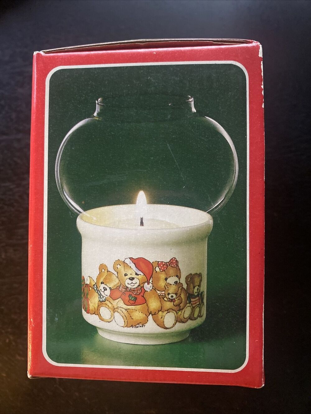 Vintage Potpourri Press Petite Love Lite Hurricane Votive Christmas Bears NIB